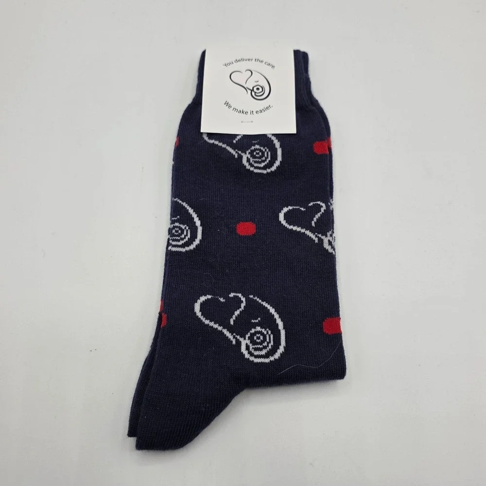 Sockrates Cotton Crew Socks Ram & Heart Stethoscope Print One Size Fits Most New